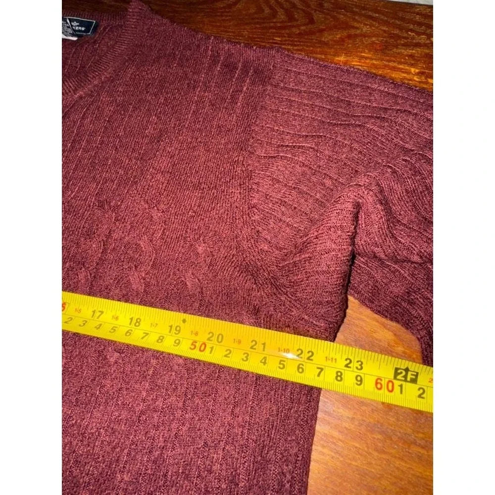 Dockers Men's L Pullover Crew Neck Sweater Cable Knit Burgundy Soft Preppy Look